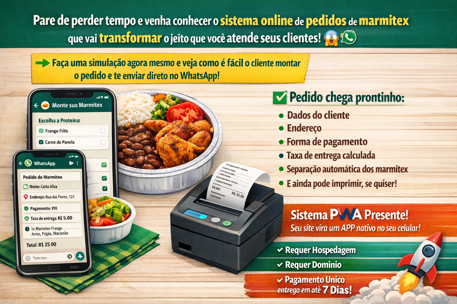 Sistema para Restaurantes vendas de Marmitex personalizado integrado com Whatsapp + PWA