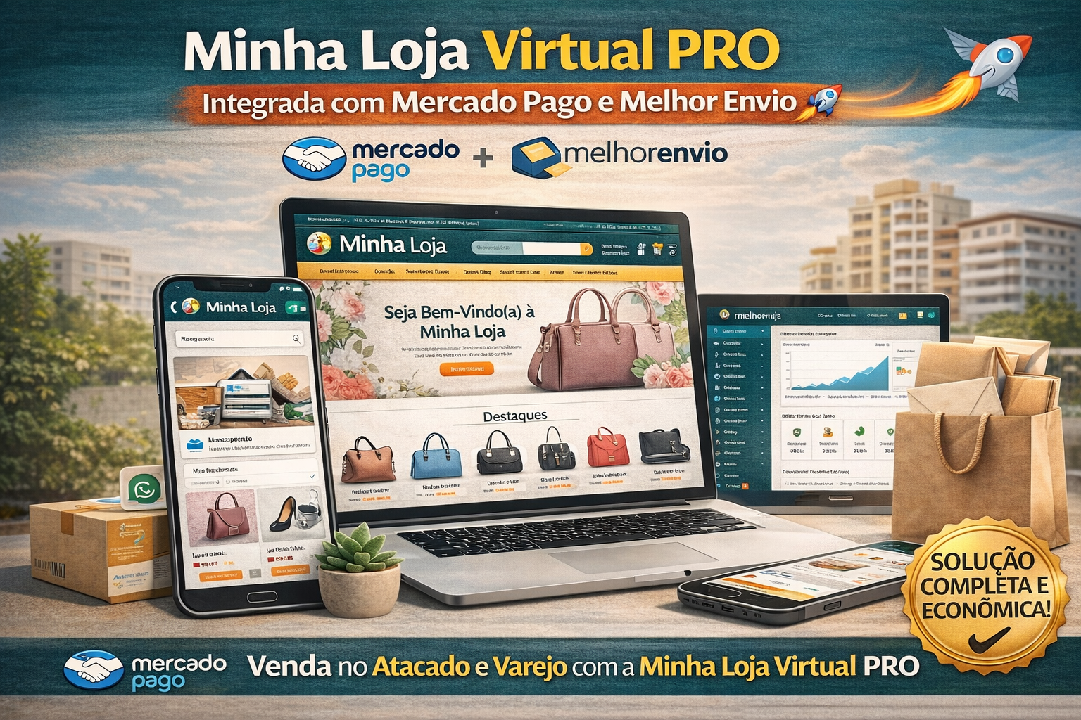 Minha Loja Virtual PRO integrada com Mercado Pago e Melhor envio