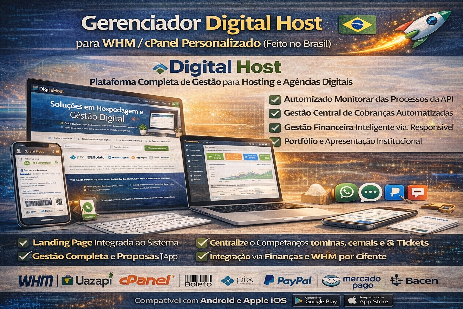 Gerenciador Digital Host para WHM / Cpanel personalizado (Feito no Brasil)